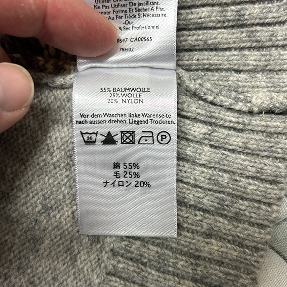 Vintage Eddie Bauer Wool Blend Fair Isle Sweater Cardigan Horn Toggle Gray XL - Picture 12 of 12